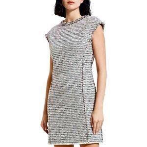THEORY Cotton Blend Boucle Tweed Raw Edge Dress Distressed Grunge Y2k Indie 10